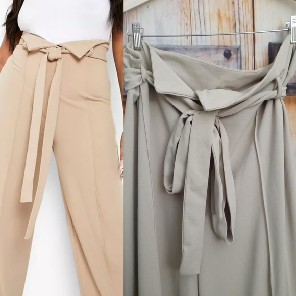 BOOHOO high waist belted wide leg trouser - Picture 2 of 6